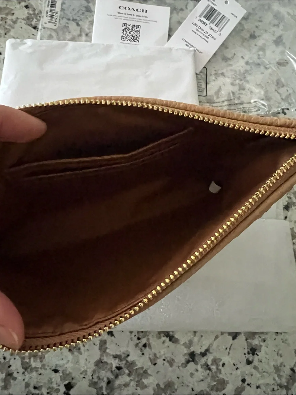 COACH Large Corner Zip Wristlet (Gold/Toast) NWT